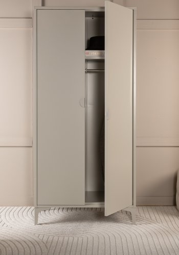 VENTURE DESIGN Piring garderobe, m. 2 drer, 3 hyller og hengestang - beige stl (H:183)