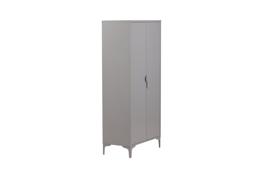 VENTURE DESIGN Piring garderobe, m. 2 drer, 3 hyller og hengerstang - lysegr stl (H:183)