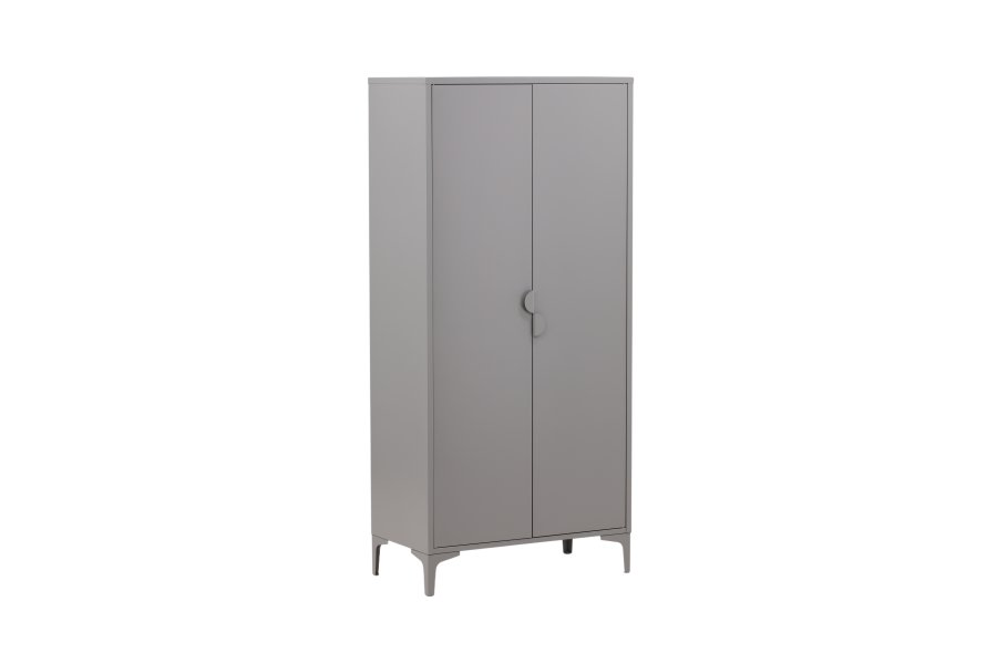 VENTURE DESIGN Piring garderobe, m. 2 drer, 3 hyller og hengerstang - lysegr stl (H:183)