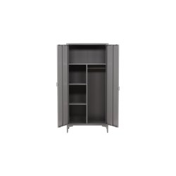 VENTURE DESIGN Piring garderobeskab, m. 2 l�ger, 3 hylder og b�jlestang - lysegr� st�l (H:183) - Venture Design