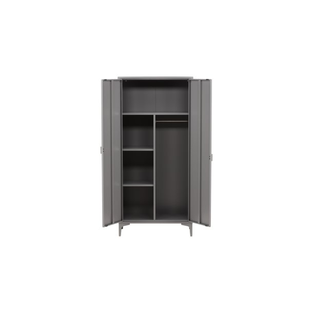 VENTURE DESIGN Piring garderobeskab, m. 2 l�ger, 3 hylder og b�jlestang - lysegr� st�l (H:183) - Venture Design
