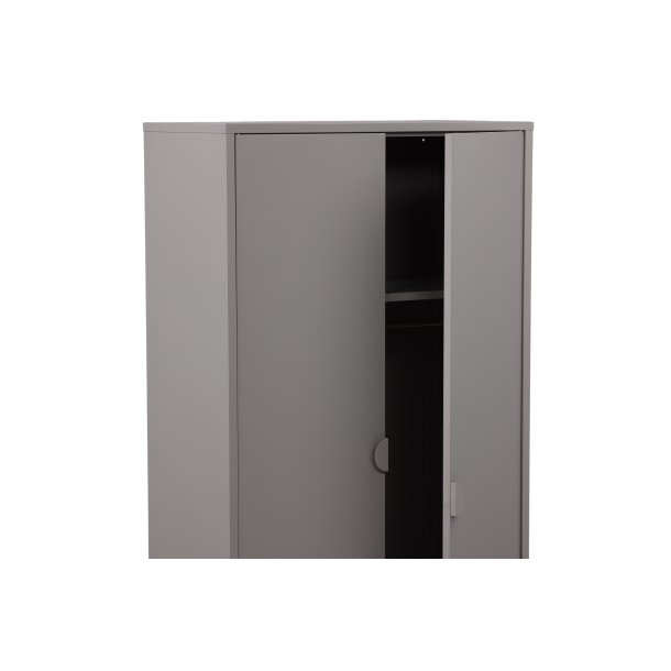 VENTURE DESIGN Piring garderobeskab, m. 2 l�ger, 3 hylder og b�jlestang - lysegr� st�l (H:183) - Venture Design
