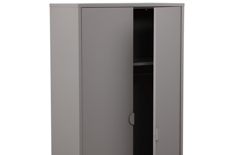 VENTURE DESIGN Piring garderobe, m. 2 drer, 3 hyller og hengerstang - lysegr stl (H:183)
