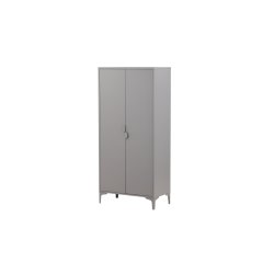 VENTURE DESIGN Piring garderobeskab, m. 2 l�ger, 3 hylder og b�jlestang - lysegr� st�l (H:183) - Venture Design
