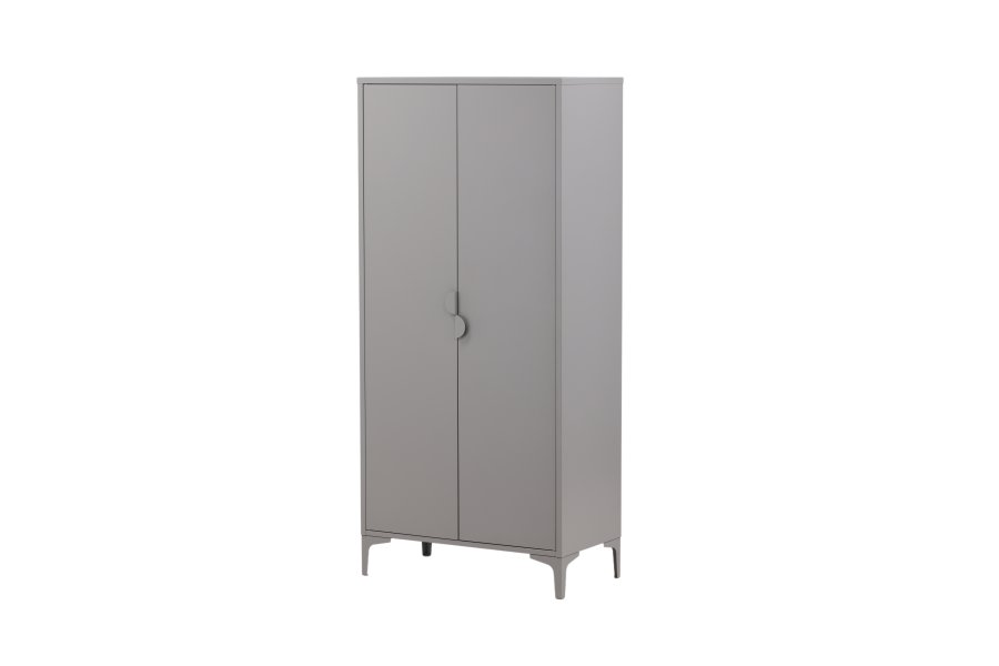 VENTURE DESIGN Piring garderobe, m. 2 drer, 3 hyller og hengerstang - lysegr stl (H:183)