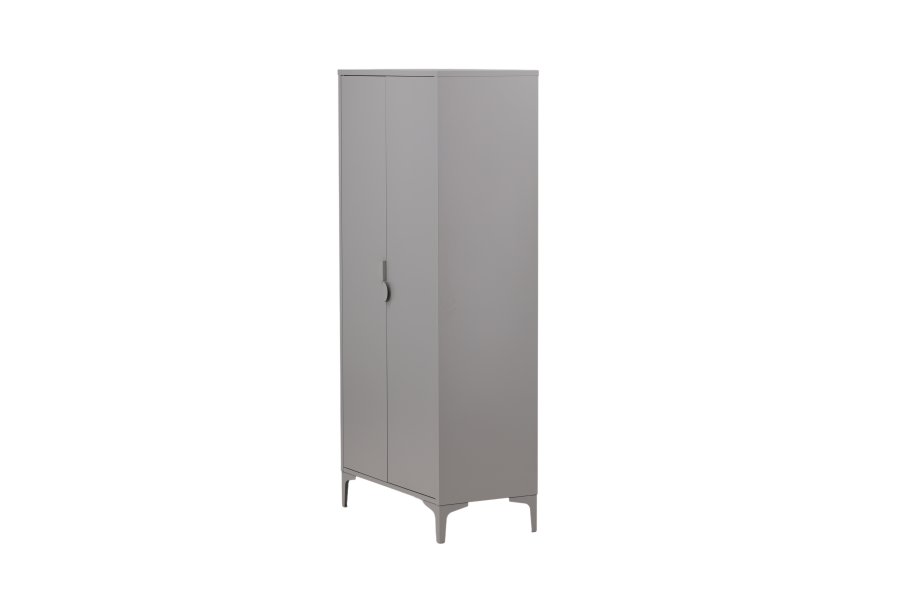VENTURE DESIGN Piring garderobe, m. 2 drer, 3 hyller og hengerstang - lysegr stl (H:183)