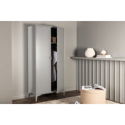 VENTURE DESIGN Piring garderobeskab, m. 2 l�ger, 3 hylder og b�jlestang - lysegr� st�l (H:183) - Venture Design