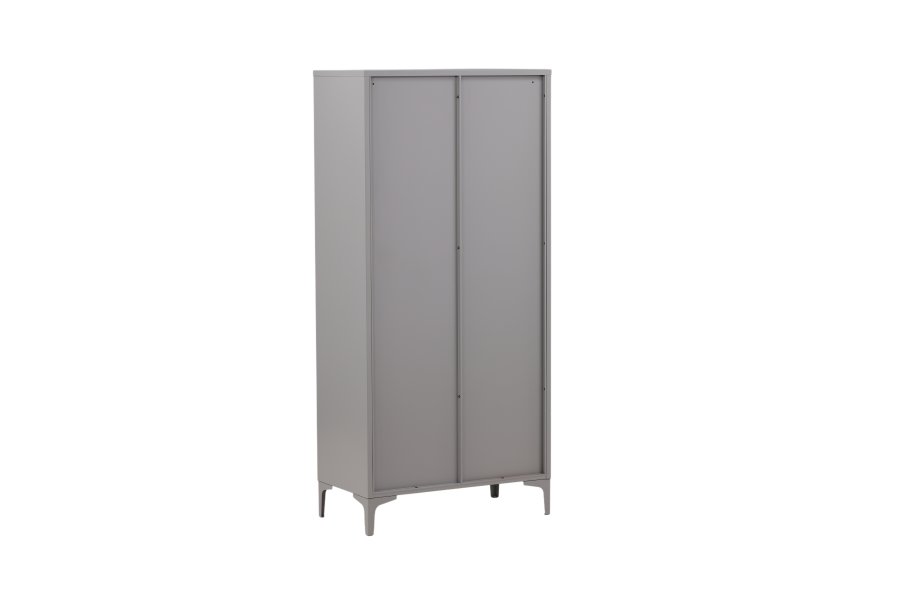 VENTURE DESIGN Piring garderobe, m. 2 drer, 3 hyller og hengerstang - lysegr stl (H:183)