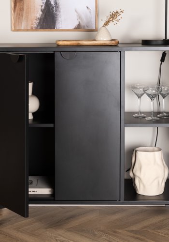 VENTURE DESIGN Piring skjenk, m. 2 drer og 2 hyller - sort stl