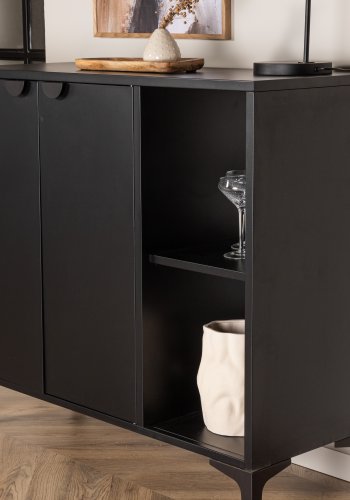 VENTURE DESIGN Piring skjenk, m. 2 drer og 2 hyller - sort stl