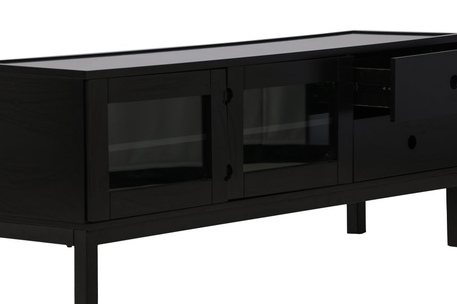 VENTURE DESIGN Alcoa skjenk, m. 2 drer og 2 skuffer - sort MDF