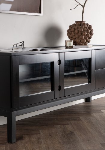 VENTURE DESIGN Alcoa skjenk, m. 2 drer og 2 skuffer - sort MDF