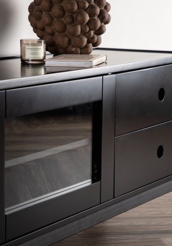 VENTURE DESIGN Alcoa skjenk, m. 2 drer og 2 skuffer - sort MDF