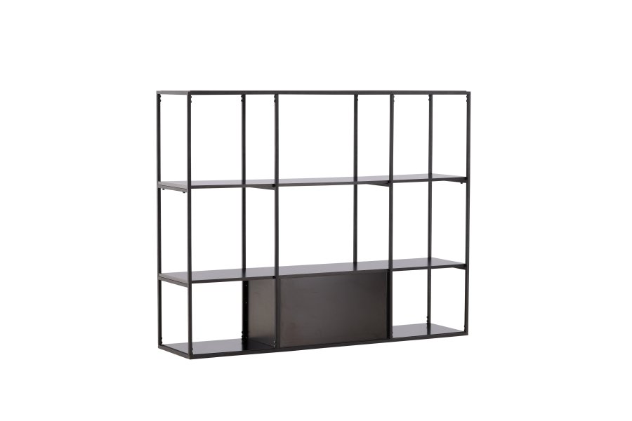 VENTURE DESIGN Amaraillo bokhylle, m. 4 skuffer - svart MDF og sort stl (H:120)