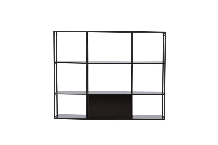 VENTURE DESIGN Amaraillo bokhylle, m. 4 skuffer - svart MDF og sort stl (H:120)