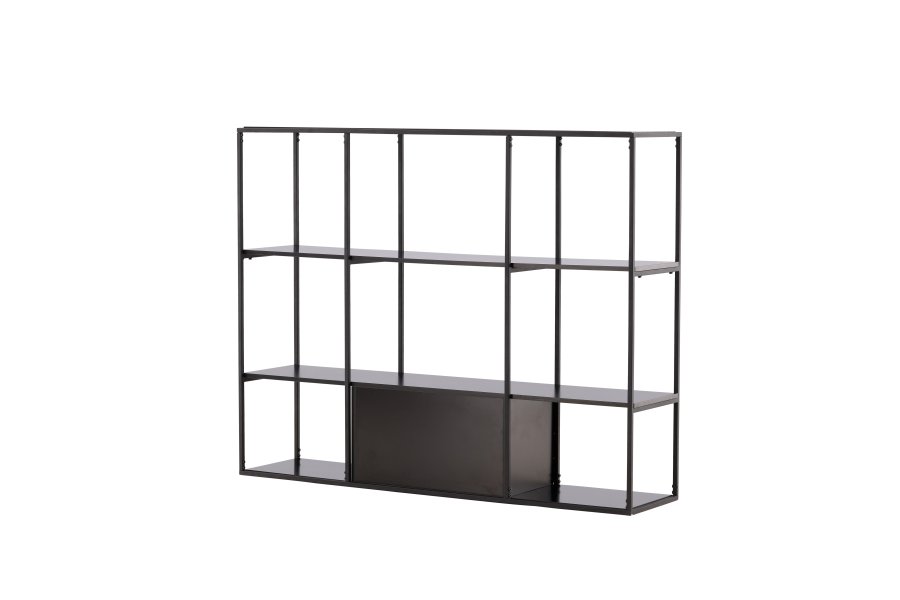 VENTURE DESIGN Amaraillo bokhylle, m. 4 skuffer - svart MDF og sort stl (H:120)