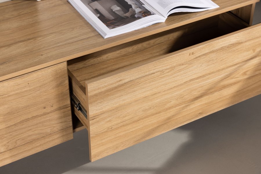 VENTURE DESIGN Frihamn Wandschrank, m. 2 Schubladen – natürliches MDF