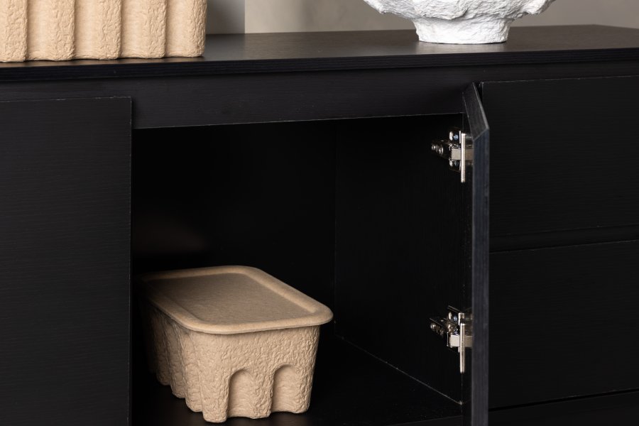 VENTURE DESIGN Corpus Sideboard, m. 2 Türen und 2 Schubladen – schwarzes MDF