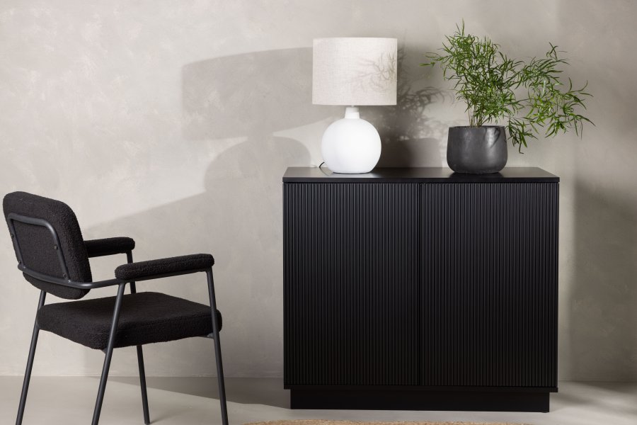 VENTURE DESIGN Lenox skjenk, m. 2 drer og 2 hyller - sort MDF