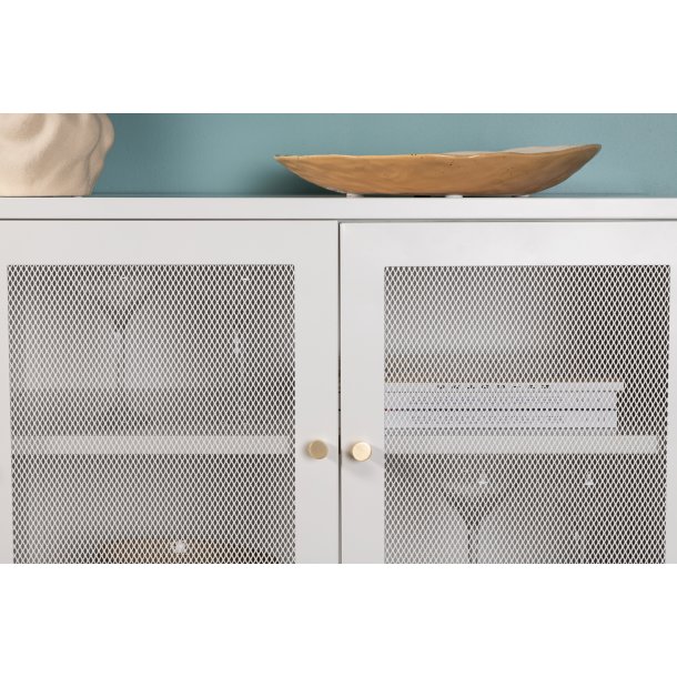 Malla sk�nk, m. 3 l�ger og 2 hylder - hvid st�l