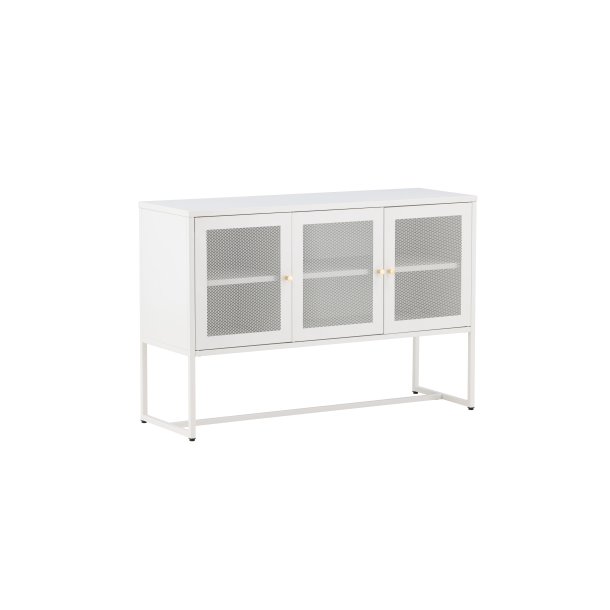 Malla sk�nk, m. 3 l�ger og 2 hylder - hvid st�l