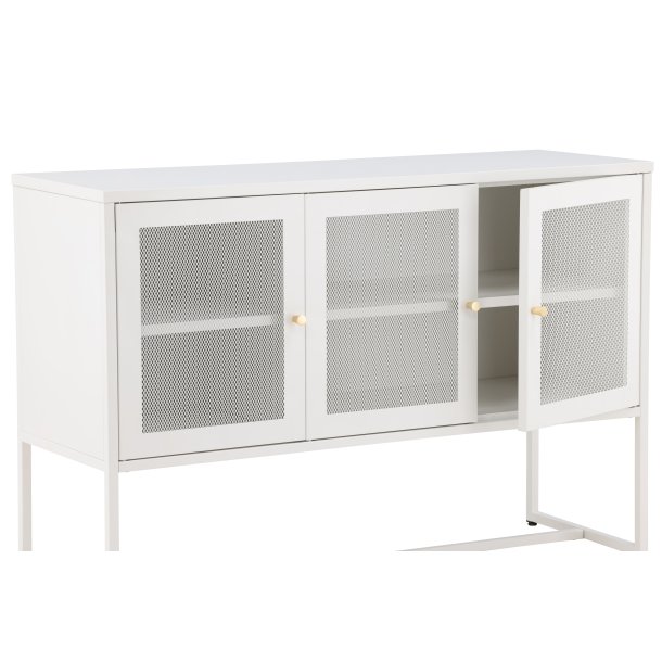 Malla sk�nk, m. 3 l�ger og 2 hylder - hvid st�l