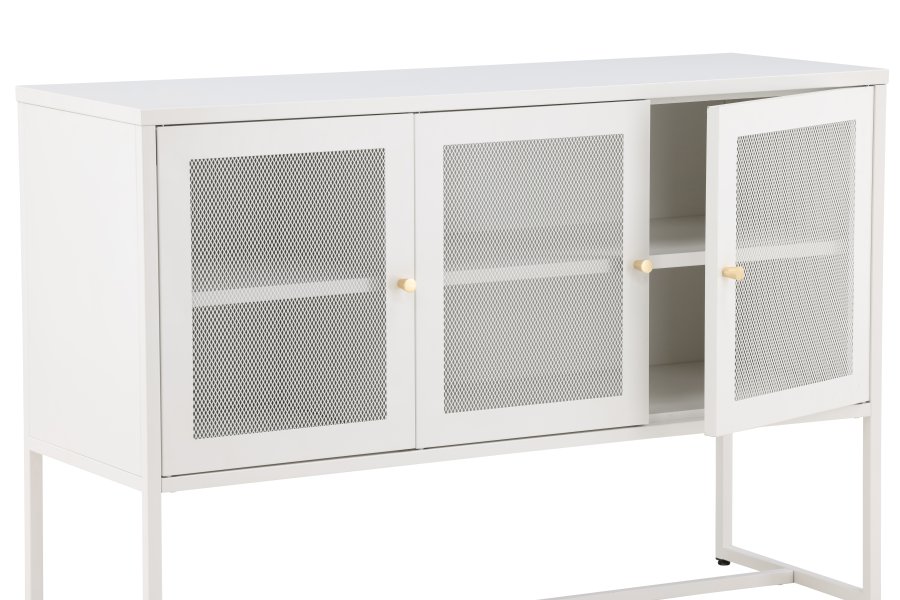 VENTURE DESIGN Malla skjenk, m. 3 drer og 2 hyller - hvit stl