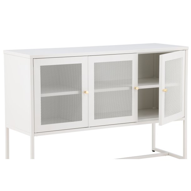 Malla sk�nk, m. 3 l�ger og 2 hylder - hvid st�l