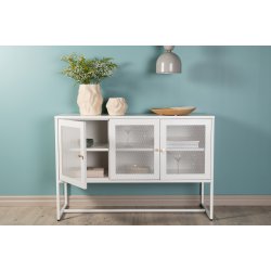 Malla sk�nk, m. 3 l�ger og 2 hylder - hvid st�l