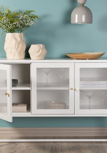 VENTURE DESIGN Malla skjenk, m. 3 drer og 2 hyller - hvit stl