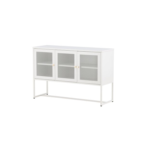 Malla sk�nk, m. 3 l�ger og 2 hylder - hvid st�l