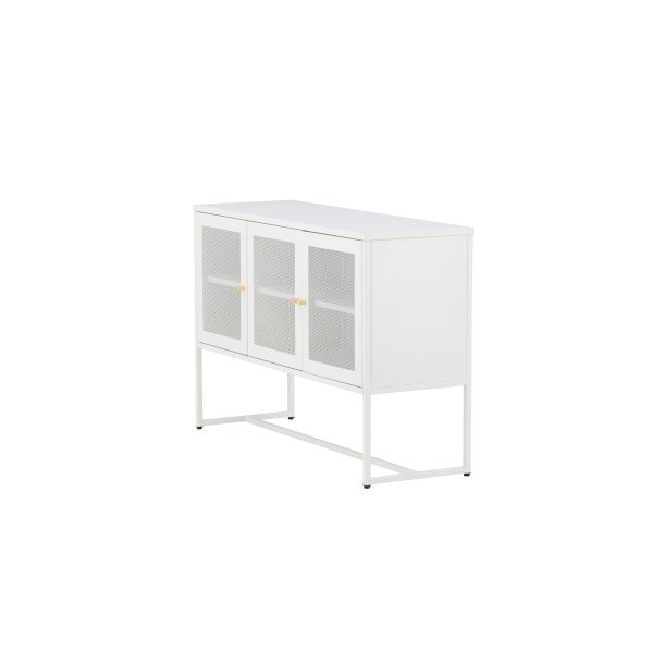 Malla sk�nk, m. 3 l�ger og 2 hylder - hvid st�l