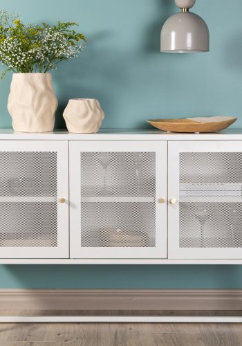 VENTURE DESIGN Malla skjenk, m. 3 drer og 2 hyller - hvit stl