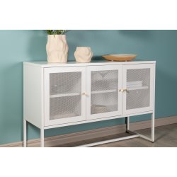 Malla sk�nk, m. 3 l�ger og 2 hylder - hvid st�l