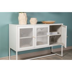 Malla sk�nk, m. 3 l�ger og 2 hylder - hvid st�l