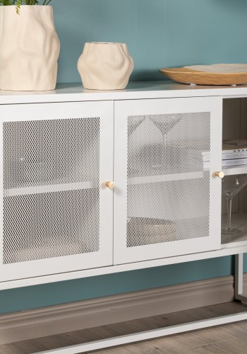 VENTURE DESIGN Malla skjenk, m. 3 drer og 2 hyller - hvit stl