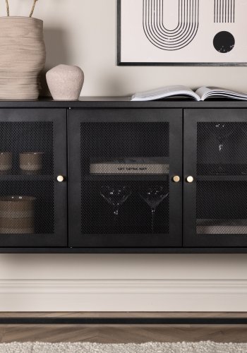 VENTURE DESIGN Malla skjenk, m. 3 drer og 2 hyller - sort stl