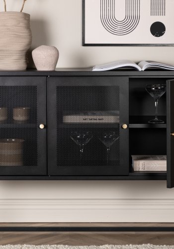 VENTURE DESIGN Malla skjenk, m. 3 drer og 2 hyller - sort stl