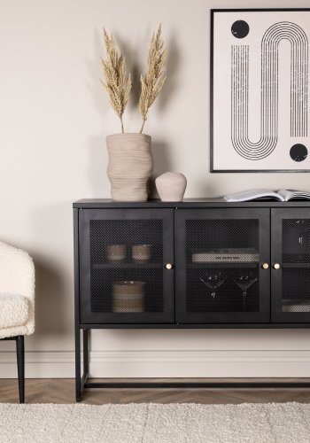 VENTURE DESIGN Malla skjenk, m. 3 drer og 2 hyller - sort stl