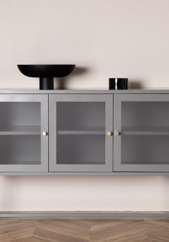 VENTURE DESIGN Malla skjenk, m. 3 drer og 2 hyller - grtt stl