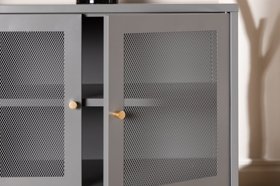 VENTURE DESIGN Malla skjenk, m. 3 drer og 2 hyller - grtt stl