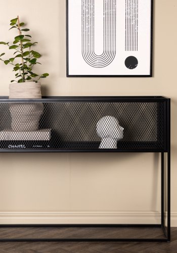 VENTURE DESIGN Netz sidebord, rektangulrt - svart stl (110x30)