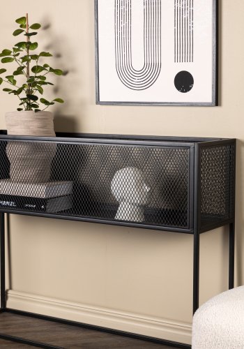 VENTURE DESIGN Netz sidebord, rektangulrt - svart stl (110x30)