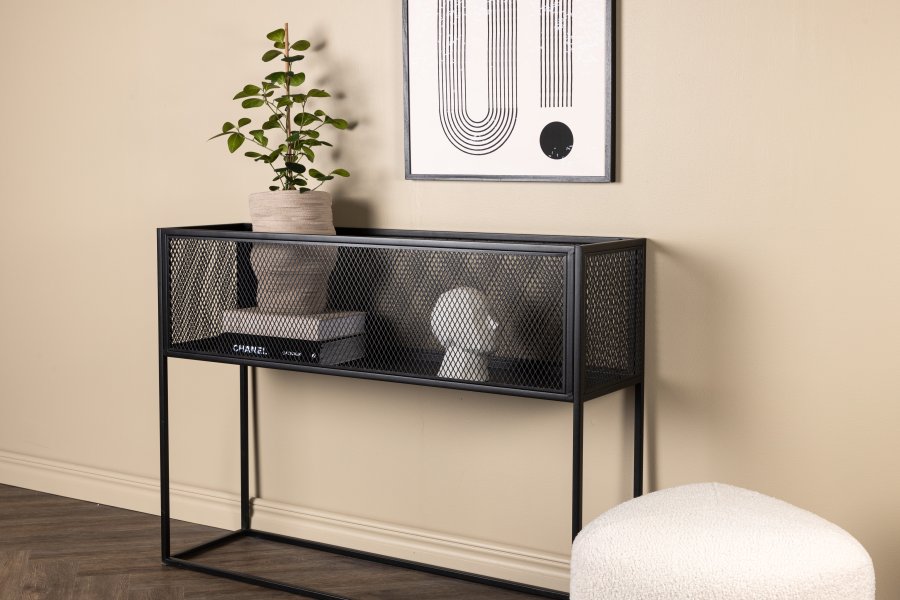 VENTURE DESIGN Netz sidebord, rektangulrt - svart stl (110x30)