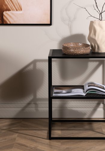 VENTURE DESIGN Netz sidebord, firkantet, m. 1 hylle - svart stl (55x55)