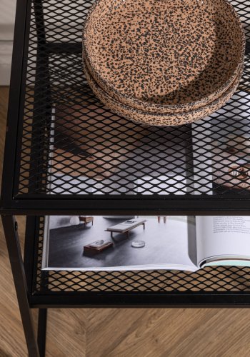 VENTURE DESIGN Netz sidebord, firkantet, m. 1 hylle - svart stl (55x55)