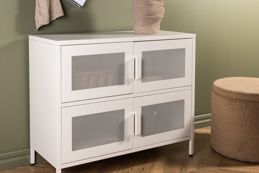 VENTURE DESIGN Nett skab, m. 4 lger og 2 hylder - hvid stl