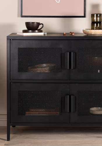 VENTURE DESIGN Nett skab, m. 4 låger og 2 hylder - sort stål
