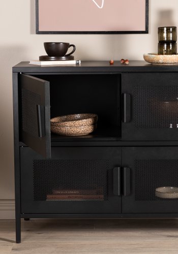 VENTURE DESIGN Nett skab, m. 4 låger og 2 hylder - sort stål
