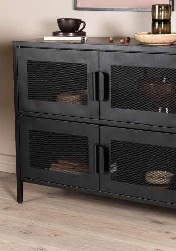 VENTURE DESIGN Nett skab, m. 4 låger og 2 hylder - sort stål